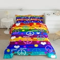 thumbnail image 2 of Manfei Peace and Love Bedding Comforter Set for Kids, Cartoon Groovy Floral Twin Comforter Sets, Love Heart Reversible Bedding Set, Luxury Bedroom Decor, 2 Pieces, 2 of 8