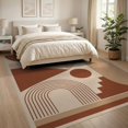 thumbnail image 3 of ODIKA 8'x10' Washable Area Rug Non-Slip Chair-Friendly Mat Beige Terracotta Geometric Artistry Abstract Shapes with Modern Lines for Dining Room, Large Office, Lounge, 3 of 7