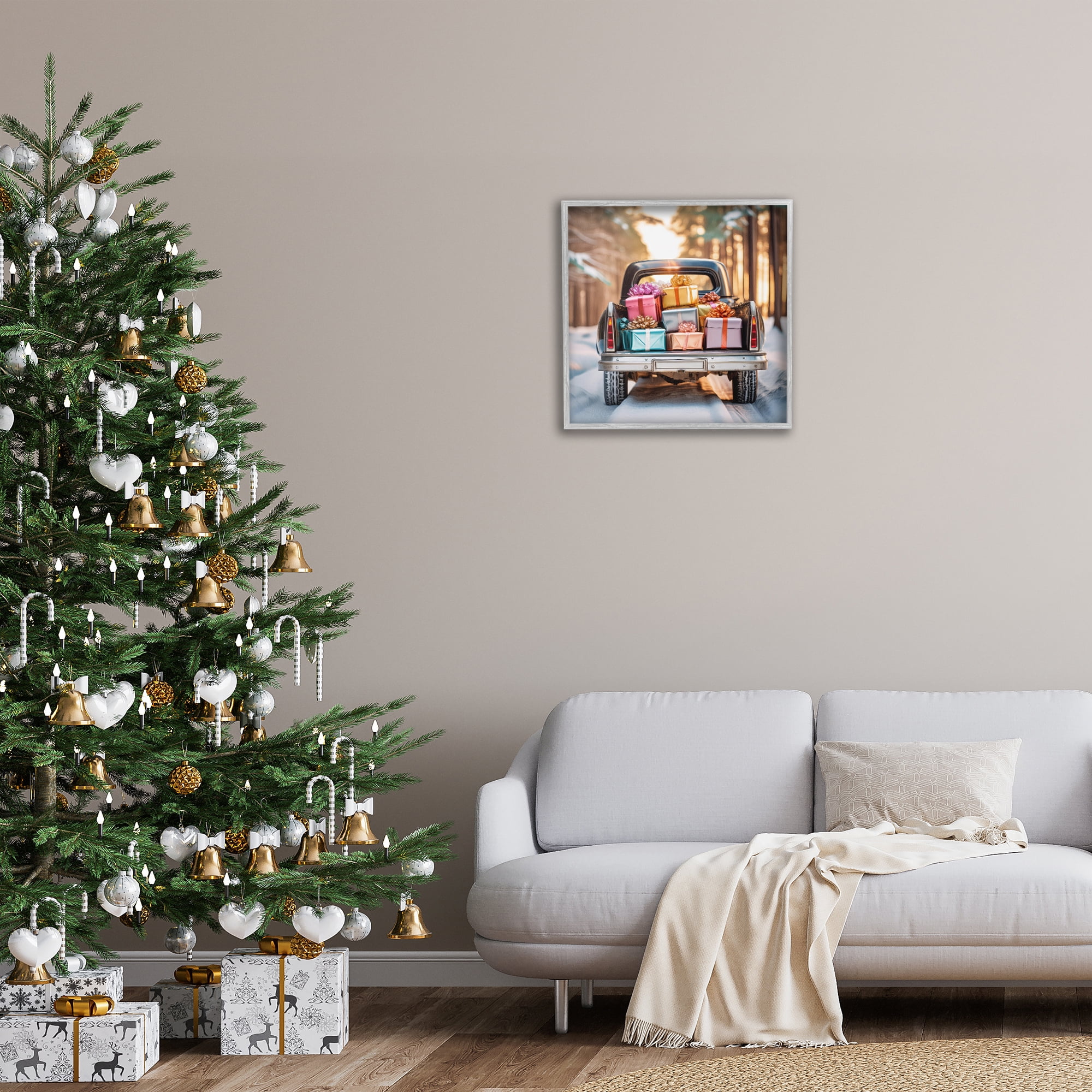Stupell Industries Special Holiday Delivery Holiday Painting Gray Framed Art Prints Wall Art, 24 x 24