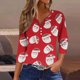 thumbnail image 1 of Fiudx Liquidación de Ahorros de Verano Blusa de Manga 3/4 Corta Estampada a La Moda para Mujer, Blusa Informal con Cuello Redondo, 1 of 5