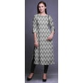 thumbnail image 4 of Bimba Long Straight Dresses For Women Printed 3/4 Sleeve Indian Clothing, 4 of 6