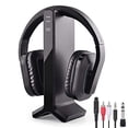 thumbnail image 1 of Auriculares inalámbricos para ver Smart TV con base de carga de transmisor RF de 2,4 G (AUX RCA óptico digital), auriculares de TV inalámbricos para personas mayores, alcance inalámbrico de 100 pies s, 1 of 5