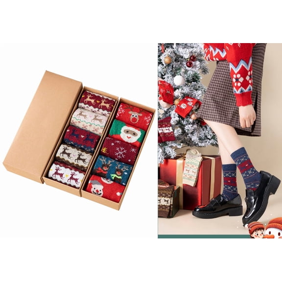 New Christmas Girls stockings for autumn and winter,warm wool socks,cute women mid-calf reindeer socks