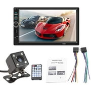 7 Inch Double Din Bluetooth Car Stereo Receiver, in Dash HD Touch Screen with Rear View Camera, Car Video Radio MP5 Player Support Mirror Link for Android/USB/AUX/TF