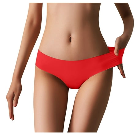 

Gubotare Boxers For Women Womens Sexy Seamless Panties Mid Waist Breathable Thin Briefs Red XL