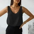 thumbnail image 5 of YYDGH Womens Silk Satin Tank Tops V Neck Casual Cami Sleeveless Camisole Blouses Summer Basic Tank Shirt Black XL, 5 of 9