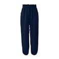 thumbnail image 3 of DuoJiaJ Casual Trousers High Waist Elastic Waistband Wide Leg Pants Comfortable Stretch Fabric Everyday Wear Versatile Bottoms Women's Lounge Pants Blue XXL, 3 of 3