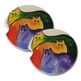 thumbnail image 1 of KuzmarK Sandstone Car Drink Coaster (set of 2) - Three Two-Tone Colorful Meatloaf Kitties Abstract Cat Art by Denise Every, 1 of 1