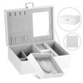 thumbnail image 2 of Faux Leather Womens Jewellery Box Storage Organizer Display Case with Mirror for Earring Ring Necklace, 2 of 7