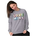 thumbnail image 4 of Inspirational Love Wins Rainbow Unisex Plus Fleece Graphic Sweatshirt Brisco Brands 4X, 4 of 5