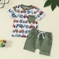 thumbnail image 2 of NIEWTR Toddler Baby Summer Outfits Baby Boy Summer Clothes Summer Outfits Set Cute Infant Outfits Short Sleeve Race Car Print Tee and Shorts 2Pcs(White,18-24 Months), 2 of 6