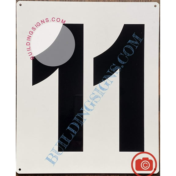 Large Number 11 Sign -Metal Sign - Parking LOT Number Sign (White,Aluminium,10X12)-EL ESTACIONAMIENTO LINE (ref-2201)