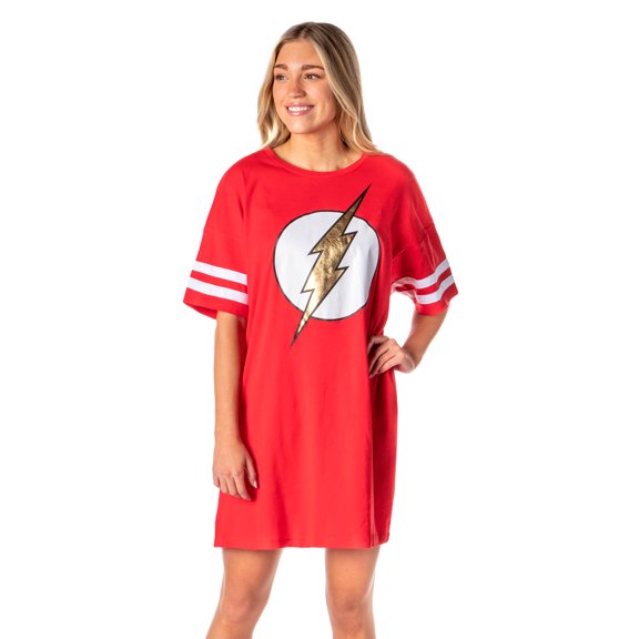DC Comics Womens' The Flash Classic Symbol Nightgown Pajama Shirt Dress