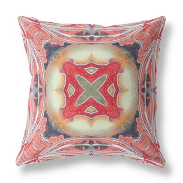 Amrita Sen Designs Amrita Sen Pastel Floral Squares Faux Suede Throw Pillow Zip 16" x 16"