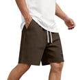 thumbnail image 6 of Mens Casual Shorts Cotton Drawstring 9 inch Waffle Shorts Stretch Elastic Waist Summer Beach Lounge Sweat Shorts Brown M, 6 of 9
