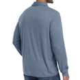 thumbnail image 6 of JWD Mens Long Sleeve Polo Shirt Classic Collared Button Pullover Casual Regular Fit Soft Lightweight Knit Top Blue L, 6 of 9