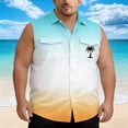 thumbnail image 2 of CONZONE Men's Sleeveless Buttons Down Shirts Plus Size Shirts for Men Trendy Hawaii Graphic Lapel Soft Lightweight Summer Tops, 2 of 4