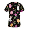 thumbnail image 2 of Jinhomg Holiday Scrubs for Women Cute Bunny Rabbit Graphic Medical Scrub Top Casual Loose Short Sleeve V-Neck Nursing Uniform with Pockets Sales Today Clearance Black XXL, 2 of 4
