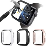 CAVN 3 Pack Tempered Glass Screen Protector Compatible with Apple Watch Series 6 5 4 SE 40 mm PC Case