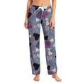 thumbnail image 2 of Women's Comfy Pajama Lounge Pants Heart Funny Holiday Love Heart Pj Pants Drawstring Jogger Wide Leg Athletic Pants, 2 of 6