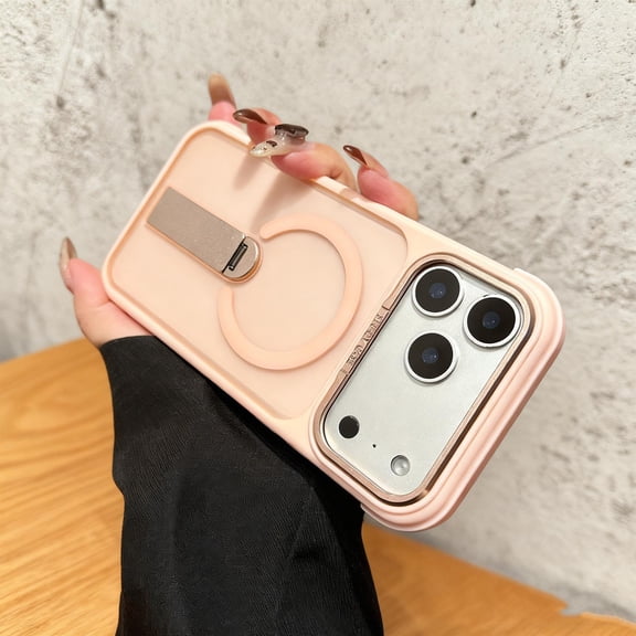 Magnetic Case for iPhone 17 Pro Max, with Hidden Kickstand, Military Grade Drop Protection, Compatible with Mag-Safe, Shockproof Slim Matte Rugged Protective Cover for iPhone 17 Pro Max, Pink