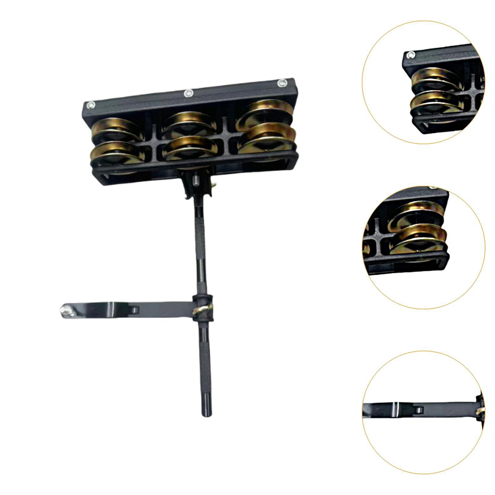 LeeQinersw Double Row Tambourine with Fixing Rod and Clip Mountable Tambourine for Drummers Golden Bell plate
