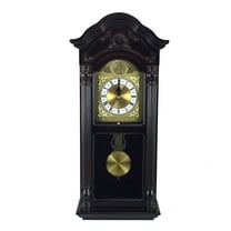 Bedford Clock Collection 25.5" Antique Mahogany Cherry Oak Chiming Wall Clock with Roman Numerals