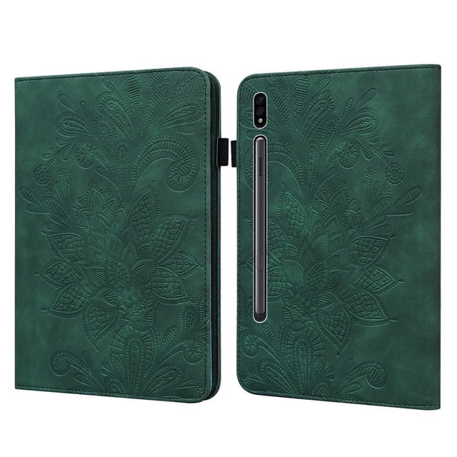 For Samsung Tab S9 S8 S7 Case Cute Flower Butterfly Embossed for Galaxy Tab S8 S9 Cover 11inch for Samsung Galaxy S9 Tablet Case Green-LS For Tab S9 11 inch