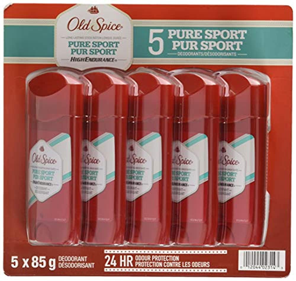 Old Spice High Endurance Pure Sport Deodorant, 3 Oz, Pack of 5