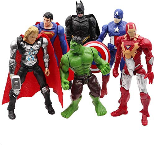 6X The Avengers Batman Hulk Thor Iron Man Superman Action Figure Collection Toy 