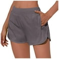 thumbnail image 4 of vigerkar Women's Athletic Shorts High Waisted Running Shorts Pocket Sporty Short Gym Elastic Workout Shorts Dark Gray, XXL, 4 of 6