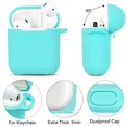 thumbnail image 3 of Koujaon Compatible Con Airpods Funda Protectora De Silicona Suave Con Pulsera Llavero Compatible Con Apple Airpods 2Da 1Ra Generación Estuche De Carga (Verde Menta), 3 of 5