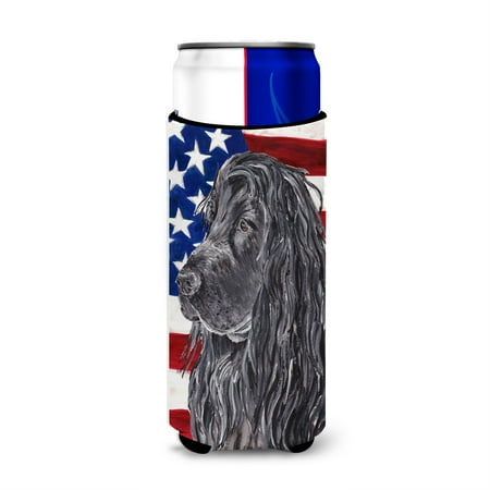 

Cocker Spaniel Black USA American Flag Ultra Beverage Insulators for slim cans