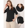 thumbnail image 2 of Blusas de manga larga Allegra K con cuello en V y botones para mujer con bolsillos Negro XS, 2 of 4