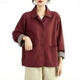 thumbnail image 2 of Jacket for Women Fall Fashion Lightweight Long Sleeve Button down Coats Outerwear with Pockets New Womens Lightweight Jackets Casual Red L, 2 of 8