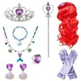 thumbnail image 6 of Girls Princess Costume, Mermaid 10 Pcs Dress Up Outfit for Little Kids Party Birthday 4-6 Years, 6 of 7