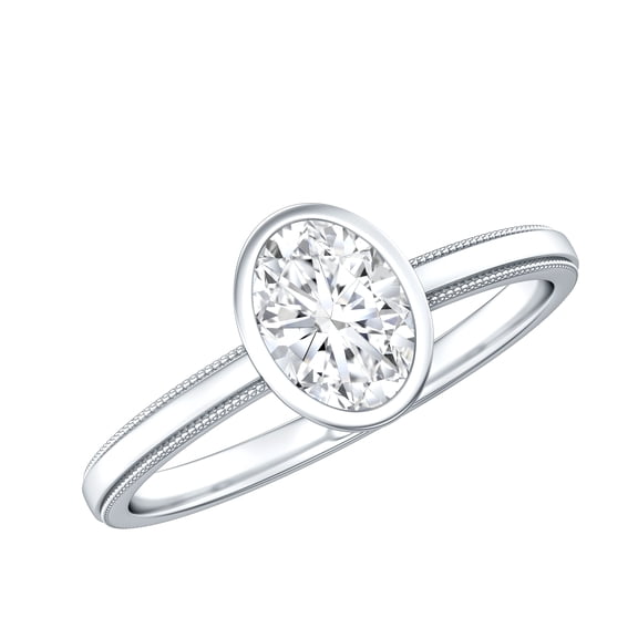 Lab Created Diamond Solitaire Ring - 1 Carat - Oval Engagement Ring - EF-VS Grade, 925 Sterling Silver, US 4.00