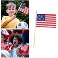 thumbnail image 2 of Small US Flags On Stick 4 X 6 Inch Mini Hand Held Stick Flags with Spear Top Solid Wooden Flag for Party Sports Events Patriotic Festival 4th Of July Decorations, 2 of 9