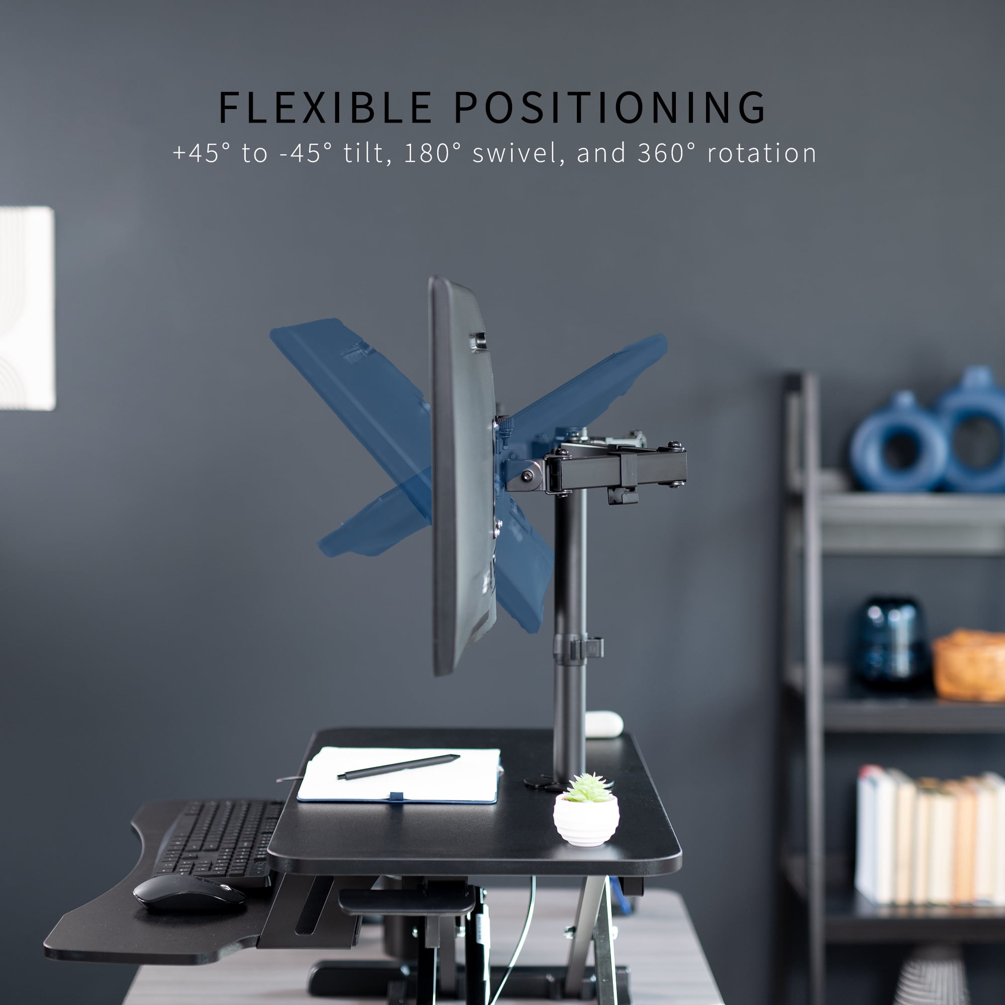 VIVO Black 32" Standing Desk Riser with Adjustable Dual 13" to 30" Monitor Mount