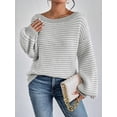 thumbnail image 2 of Womens Long Sleeve Sweater Crew Neck Casual Loose Clothes Spring Top Gray L, 2 of 5