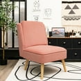 thumbnail image 3 of Gymax Velvet Accent Chair Single Sofa Chair Leisure Chair with Wood Frame Pink, 3 of 9