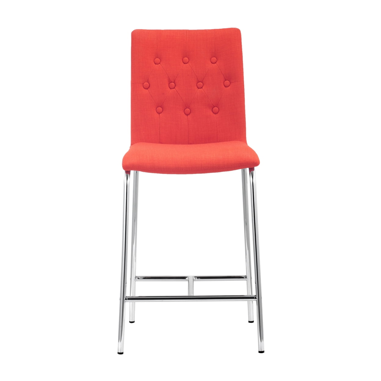 Uppsala Counter Stool Set of 2 Light Vintage Chrome Frame Tobacco Tangerine