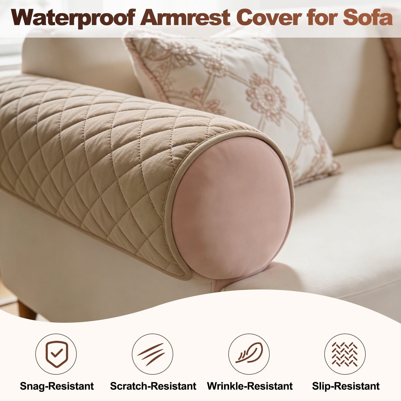 Uxcell 2 Pack Couch Arm Covers, 24" x 20" Waterproof Armrest Cover for Sofa, Non-Slip Chair Arm Covers Protector, Headrest Cover, Dark Brown