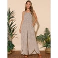 thumbnail image 4 of DARING DIVA Women's Sleeveless Wide Leg Jumpsuits with Pockets M Brown, 4 of 8