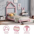 thumbnail image 3 of SESSLIFE Twin Bed Frame with House-shaped Headboard, Pink Platform Bed Frame Twin with Strong Wood Support, Hold 250 LBS, Sturdy and Durable, Noise-Free, Easy Assembly, 3 of 10