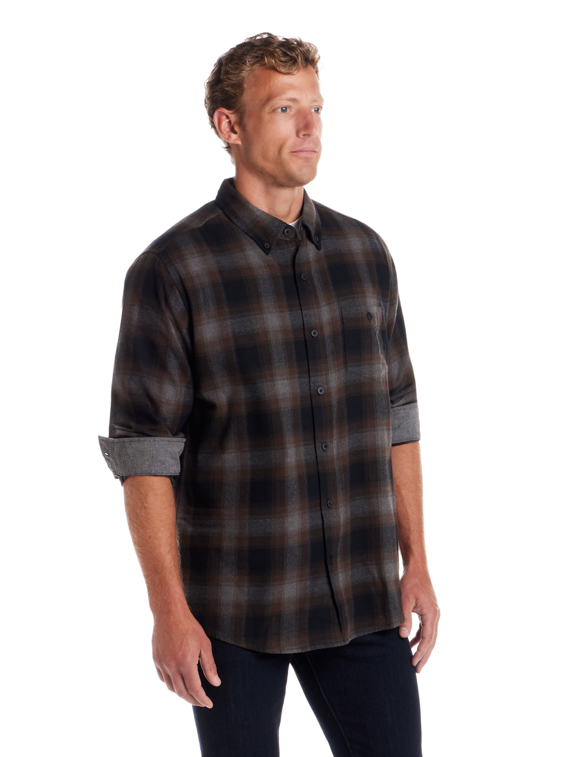 Frontier Threads Men's Long Sleeve Button Down Traditional Plaid Flannel