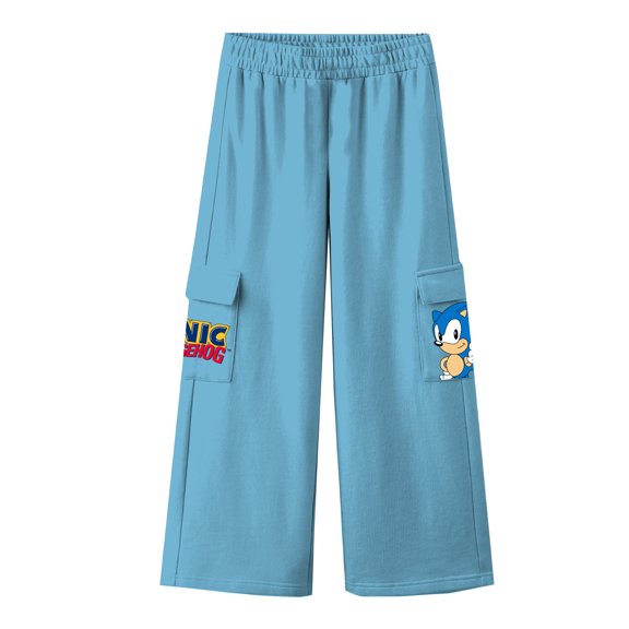 Sonic the Hedgehog Girls Graphic Cargo Fleece Sweatpants, Sizes 4-16