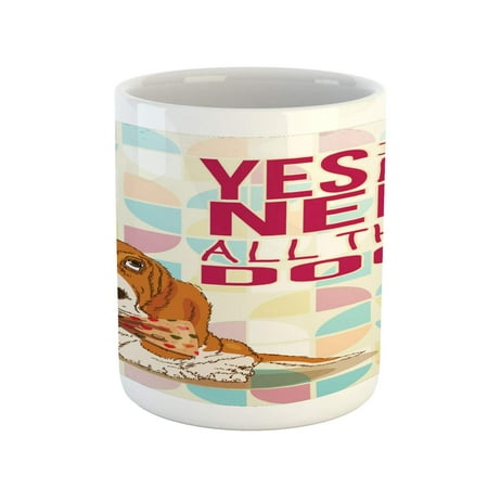 

Saying Mug Yes I Really Do Need All These Dogs Charming Animal with Bow Tie Illustration Ceramic Coffee Mug Cup for Water Tea Drinks Dark Pink 11oz