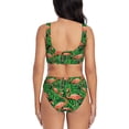thumbnail image 3 of Kdxio Flamingo Print Women's 2 Piece High Waisted Wrap Spaghetti Strap Summer Swimsuit Bikini Set-Large, 3 of 7