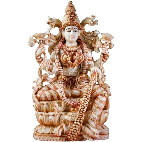 Lakshmi statue 15 inches Large Laxmi Murti Marble Indian goddess Lakshmi Idol Big Marble Figurine Laxmi Money goddess of wealth Laxmi idol Lakshmi Diwali Wedding Anniversary Gifts Home decor sculpture